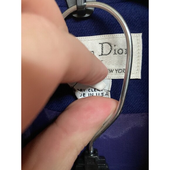 Women's VTG Christian Dior Pencil Skirt Suit Set Double Breasted Blue Sz 8 FLAWS - Picture 3 of 8